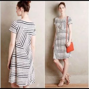 Anthropologie | Maeve Black & White Stripped Dress